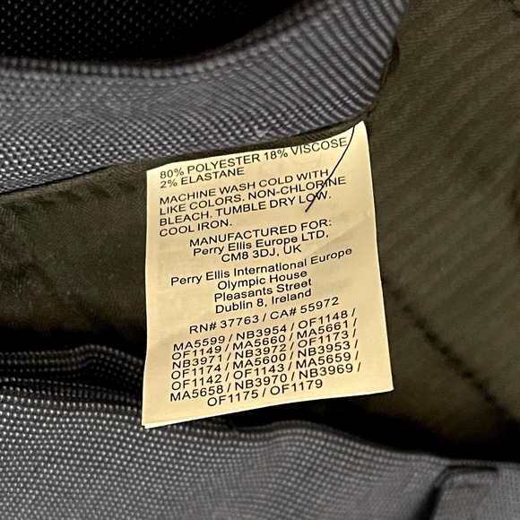 Perry Ellis‎ Dress Pants Size 38X30 (Tag 36X30) Slim Fit Blue Easy Care Stretch - Picture 5 of 7